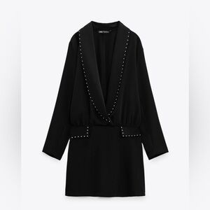 Zara Black Shiny Blazer Dress NWOT Size Medium
